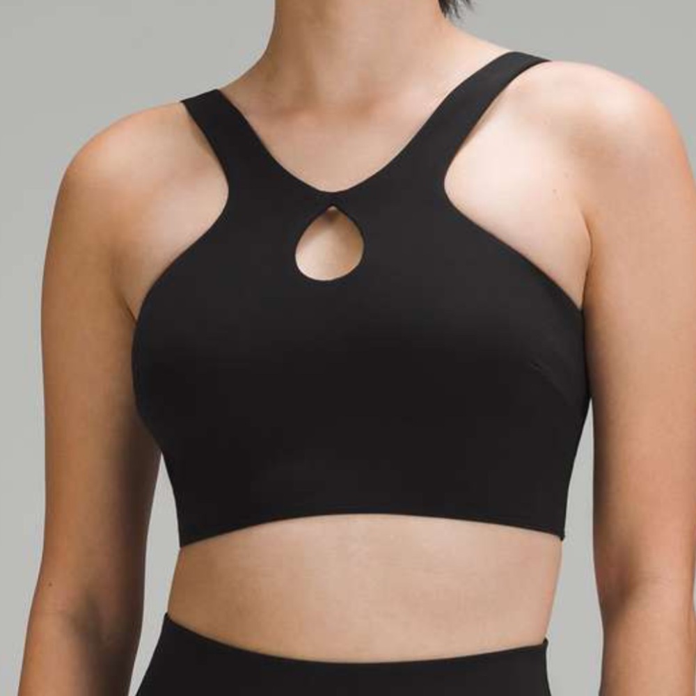 Lululemon Sz 10 Smooth Cover Front Cut-Out Yoga Bra *Light Support A/B Cup Black